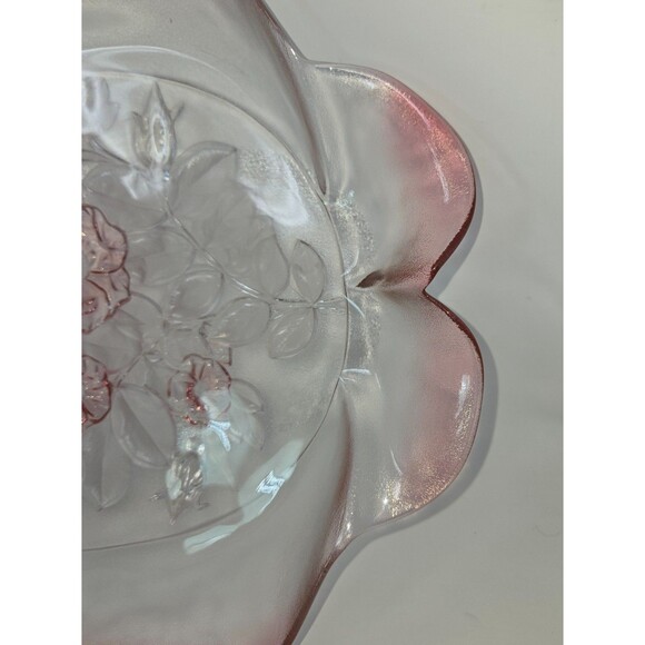 MIKASA Rosella Oval Canape Serving Platter 16" Walther Crystal Pink Rose Ruffled - Picture 4 of 16